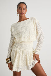 Zallie Wine Red Textured Knit Ruched Long Sleeve Mini Dress