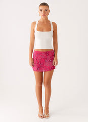 Adored By You Mini Skirt - Fuchsia