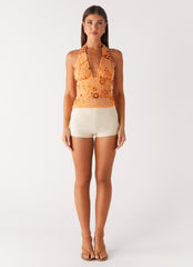 Atlanta Sequin Halter Top - Orange