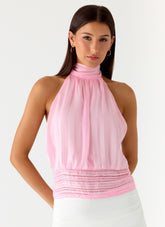 Willow Chiffon Top - Baby Pink