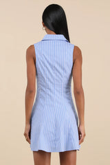 Zenley White Collared Skater Mini Dress