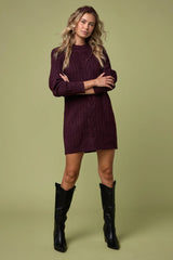 Wishing on Winter Cream Cable Knit Mini Sweater Dress