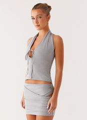 Amia Halter Top - Grey Marle