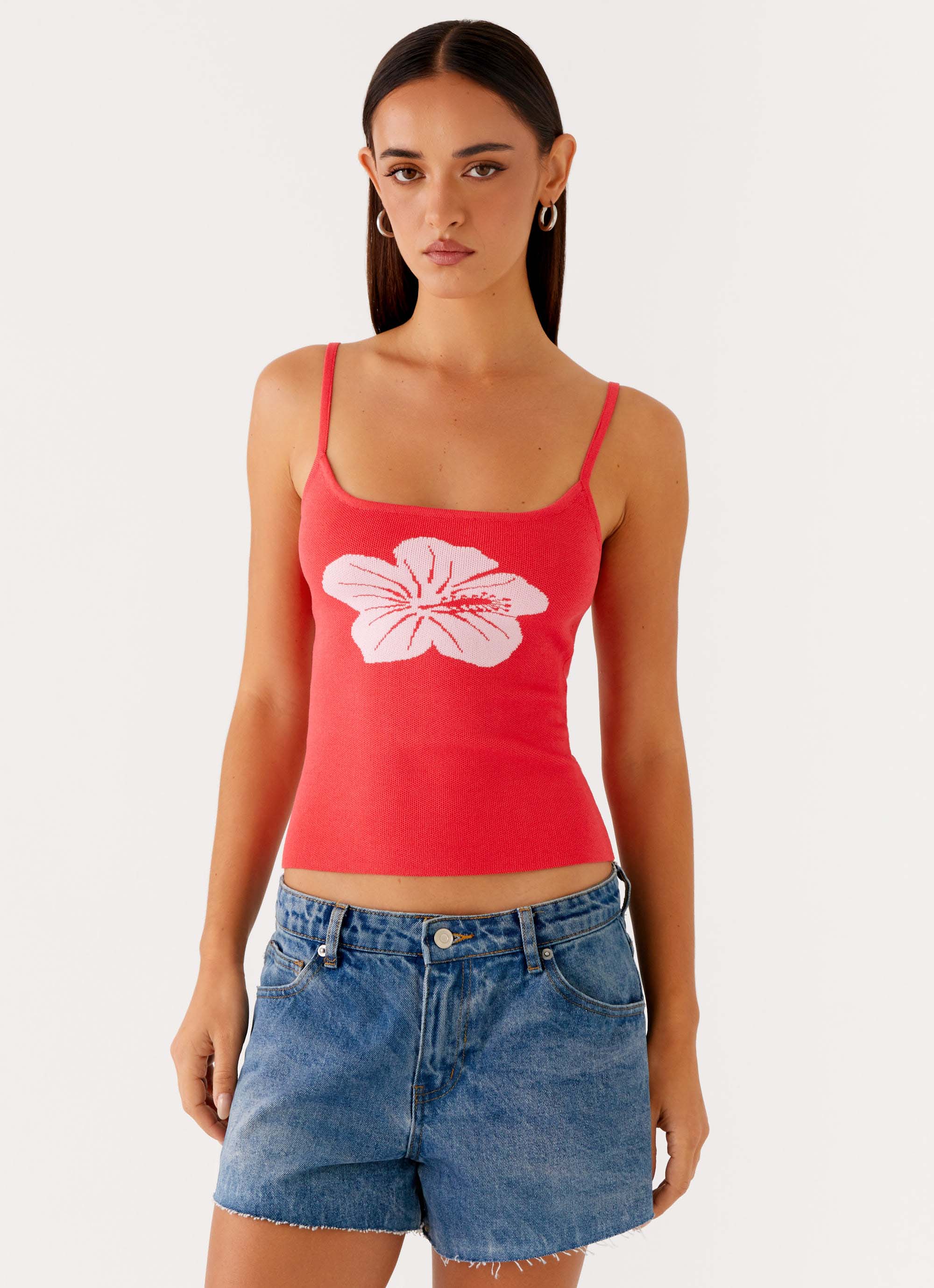 Ofira Knit Tank Top - Red Floral