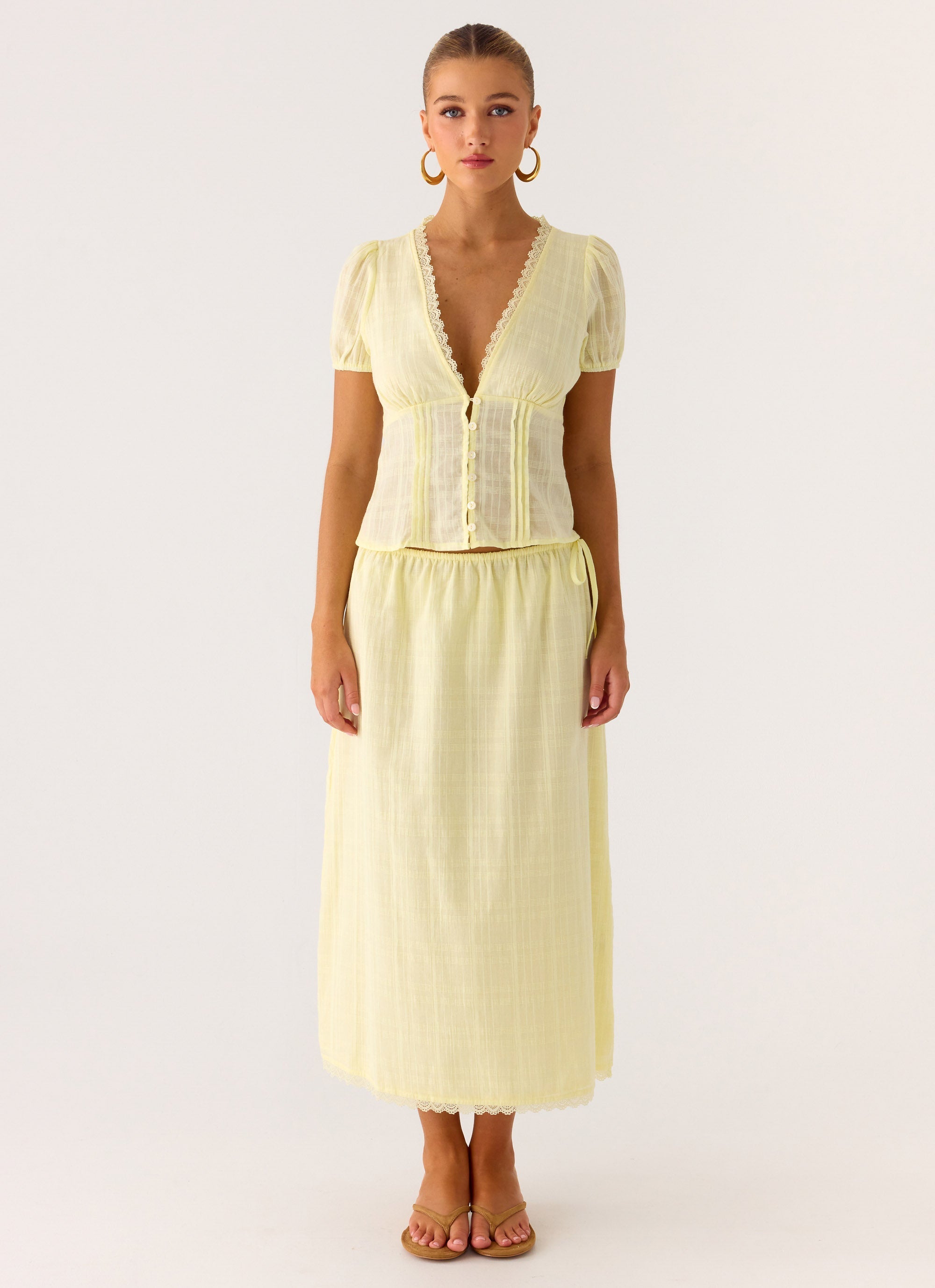 Sweet Lullaby Midi Skirt - Lemon Yellow