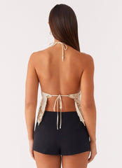 Sweet Obsessions Beaded Halter Top - Ivory