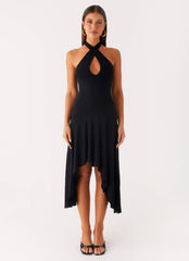 Velvet Sky Midi Dress - Black