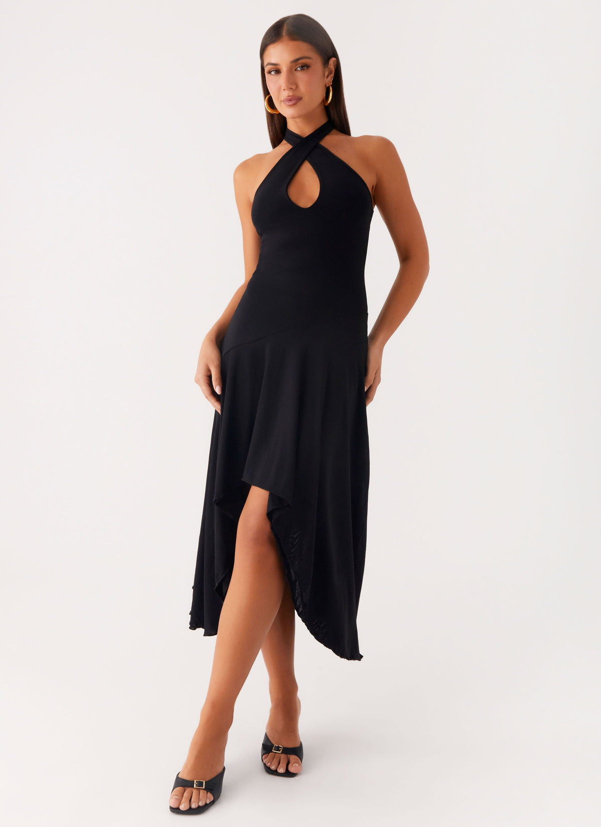Velvet Sky Midi Dress - Black
