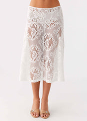 Virelle Lace Midi Skirt - Ivory