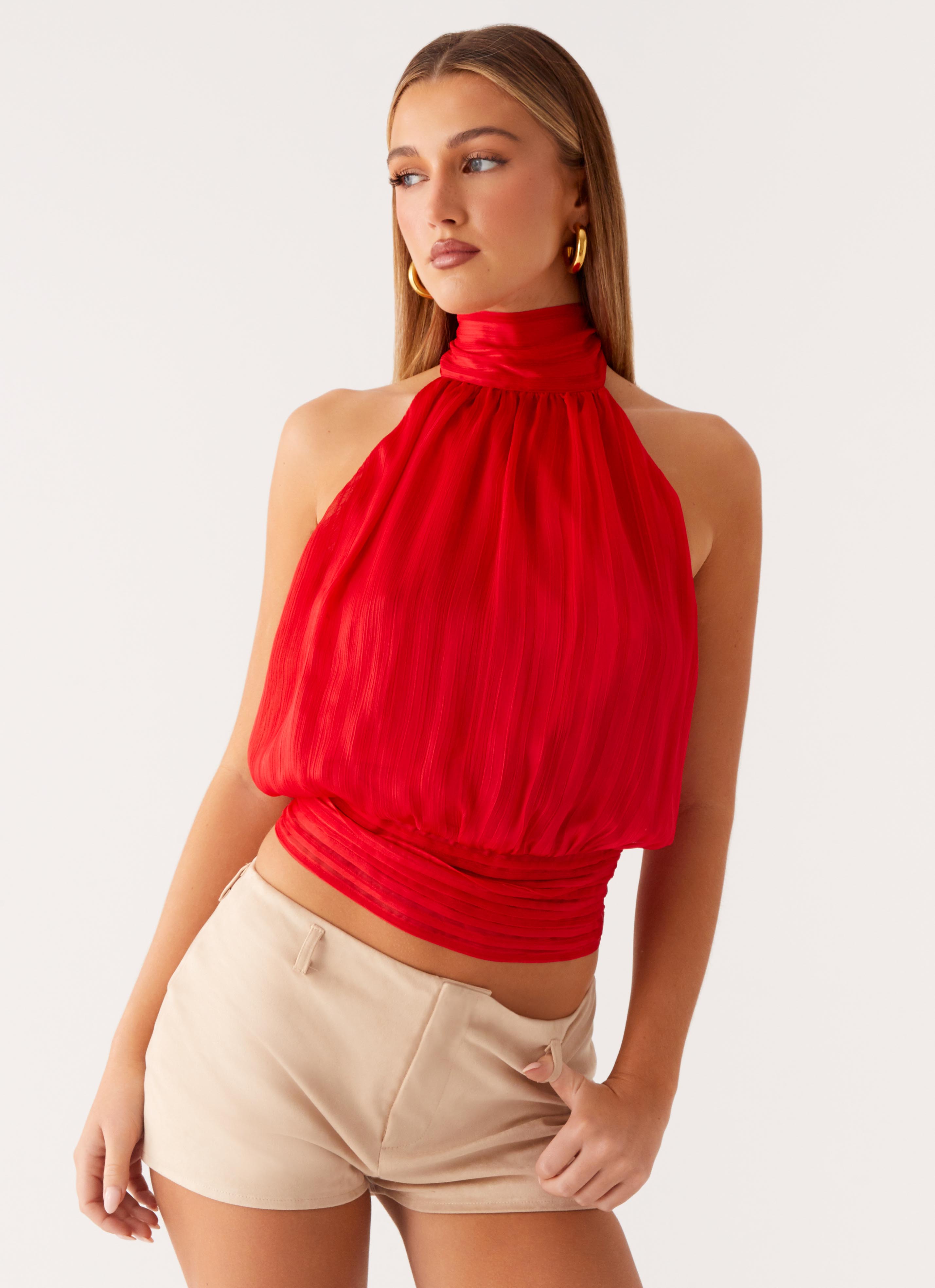 Willow Chiffon Top - Red
