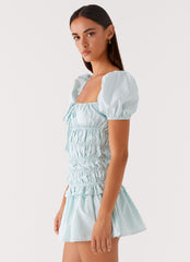 Yolene Mini Dress - Green Gingham